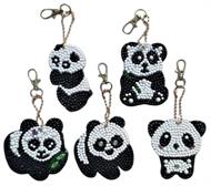 5 diamant nøgleringe med pandaer